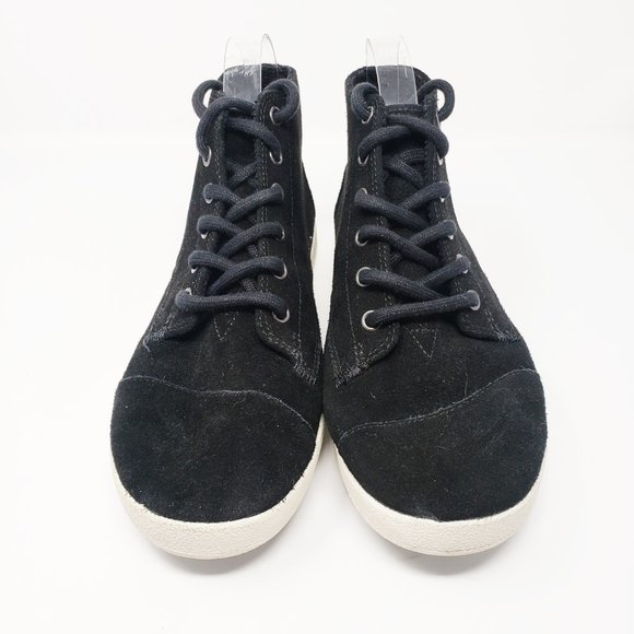 Toms Paseo High Top Black Suede Sneakers Shoes - Picture 2 of 7